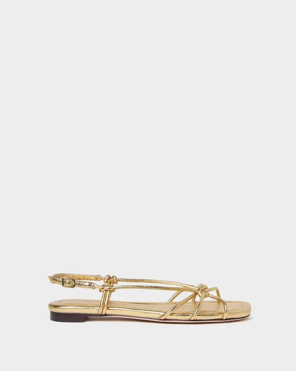 NEW LOEFFLER RANDALL women's karly leather strappy sandal in gold